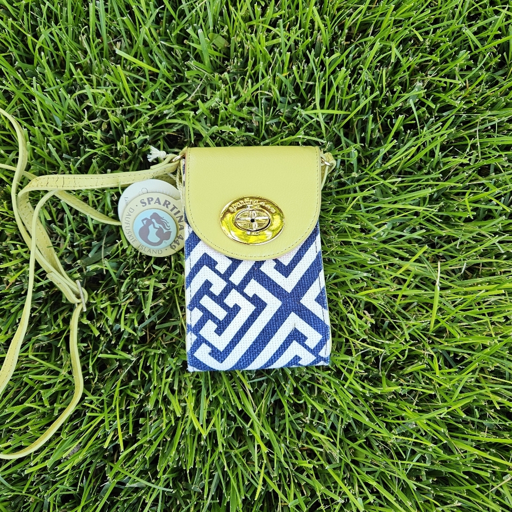 Spartina 449 Yellow and Blue Shoulder Or Crossover Phone Wallet